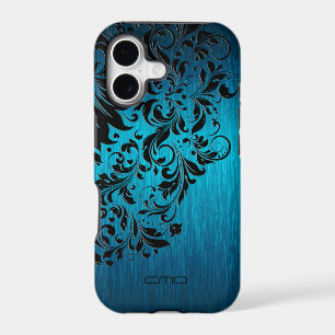 Metallic Turquoise Brushed Aluminum Black Lace 2