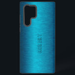 Metallic Turquoise Brushed Aluminum Look Samsung Galaxy Case<br><div class="desc">Image of a metallic blue-green turquoise background brushed aluminum look. Optional monogram.</div>