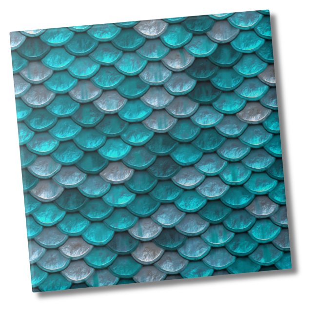 Metallic Turquoise Teal Mermaid Scales Pattern Tile (Metallic Turquoise Teal Mermaid Scales Pattern ceramic tile)