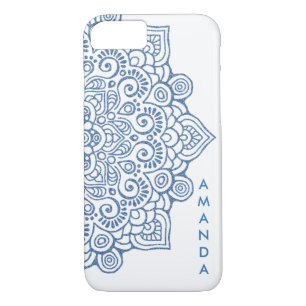 METALLIC Vintage BLUE Intricate Lace Mandala white Case-Mate iPhone Case