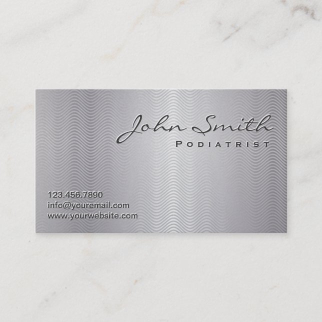 Metallic Wave Patterns Podiatrist Business Card (Front)