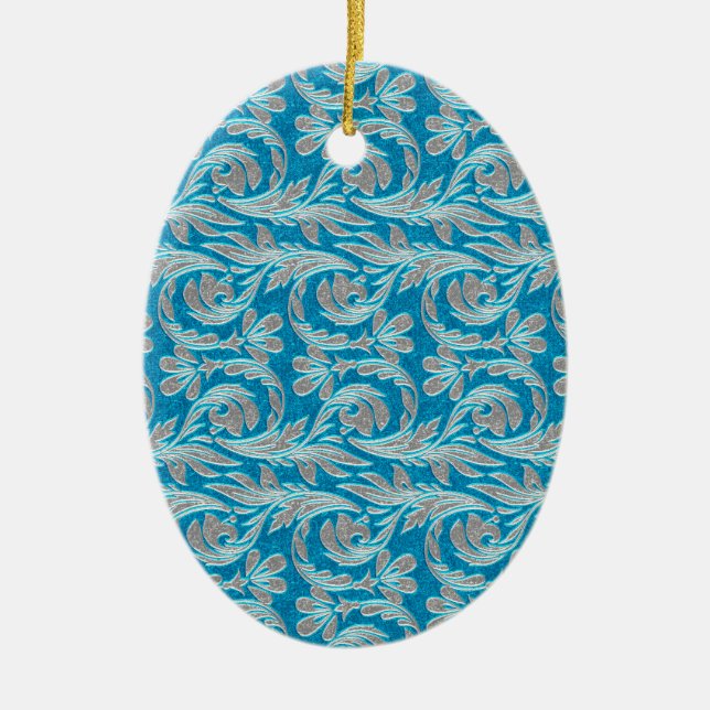 Metallic Waves, Lt Blue-White OVAL ORNAMENT (Front)