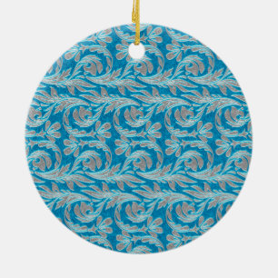 Metallic Waves, Lt Blue-White ROUND ORNAMENT