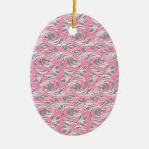 Metallic Waves, Lt Pink-White Ceramic Ornament