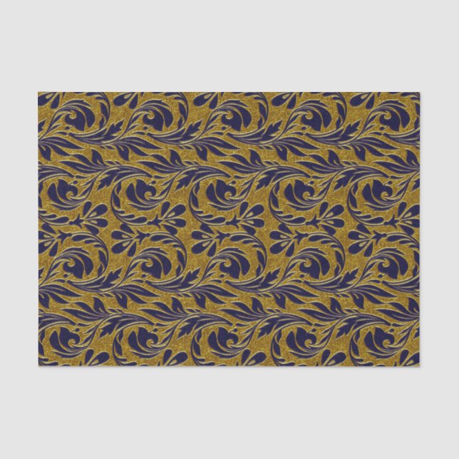 Metallic Waves-Navy-Gold-TISSUE WRAP PAPER (Front)