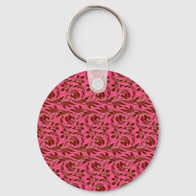 Metallic Waves,Pink-Brown Keychain (Front)