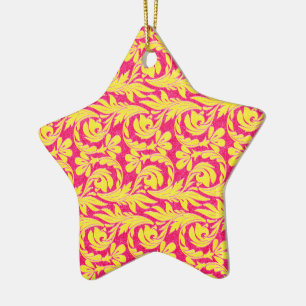 Metallic Waves Pink-Yellow Ceramic Ornament