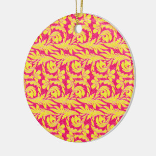 Metallic Waves Pink-Yellow Ceramic Ornament