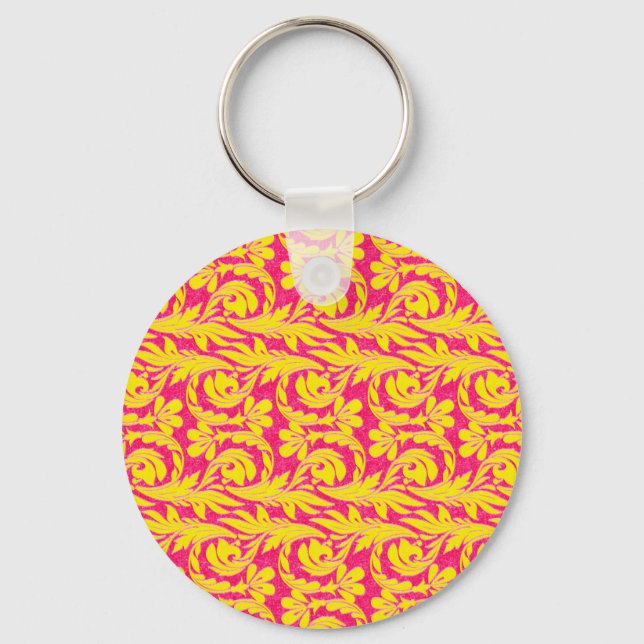 Metallic Waves Pink-Yellow Keychain (Front)
