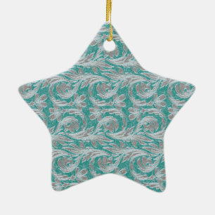 Metallic Waves, Seafoam-White STAR ORNAMENT