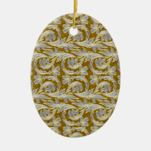 Metallic Waves, White-Gold OVAL ORNAMENTS