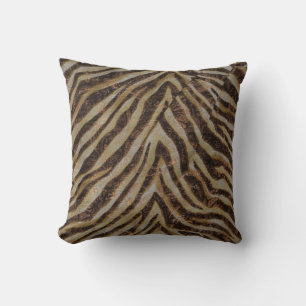 Metallic Zebra Animal Print bronze gold copper tan Throw Pillow