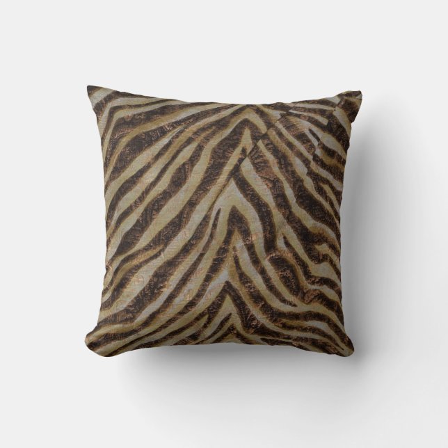 Metallic Zebra Animal Print bronze gold copper tan Throw Pillow (Front)