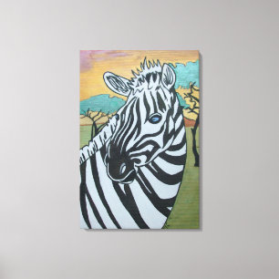 Metallic Zebra Safari on Canvas Print