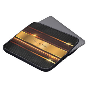 Metallicgold stripes black metallic mash laptop sleeve
