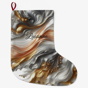 Metallics Silver Gold and Copper Large Christmas Stocking