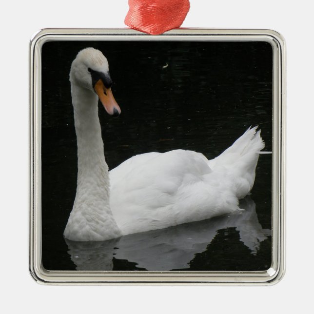 Métallique Beau Ornement de cygne blanc (Devant)