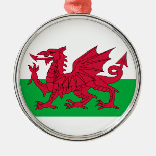 Métallique Dragon Rouge Du Pays De Galles Ornement D'Arbre De