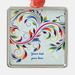 Métallique Feuille de défilement colorée, ornement floral ble