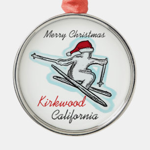 Métallique Kirkwood Californie santa chapeau skier ornement