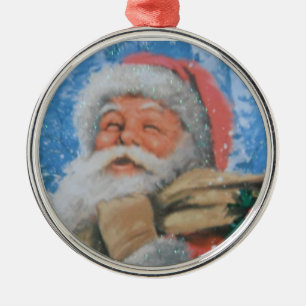 Métallique Ornement avec Père Noël