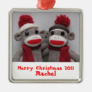 Métallique Ornement de singe de chaussette de Joyeux Noël