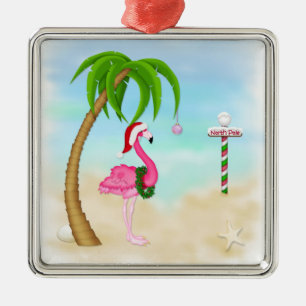 Métallique Ornement de vacances tropicale Flamant rose rose