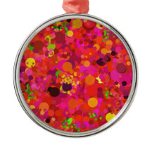 Ornement décoratif rouge vert or et points roses