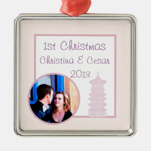 Métallique Ornement Personnalisé Purple Pink Lantern/F