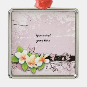 Métallique Plumeria vintage et ornement de grunge rose lierre