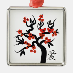 Métallique Symbole d'amour chinois Sakura Tree ornement perso