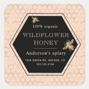Métallurgique Queen Bee Honey Jar Étiquette