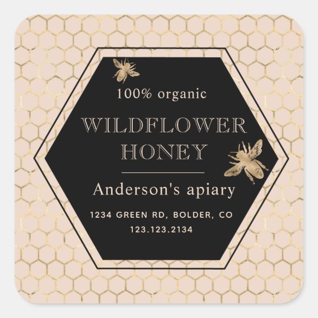 Métallurgique Queen Bee Honey Jar Étiquette (Devant)