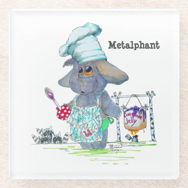 Metalphant Chef Glass Coaster (Front)