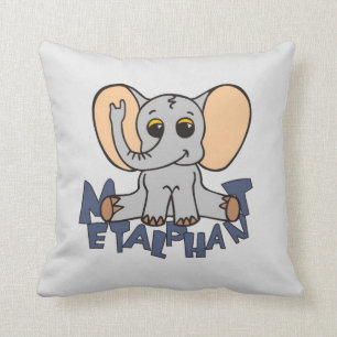 Metalphant Elephant & Pastel - Grey Throw Pillow