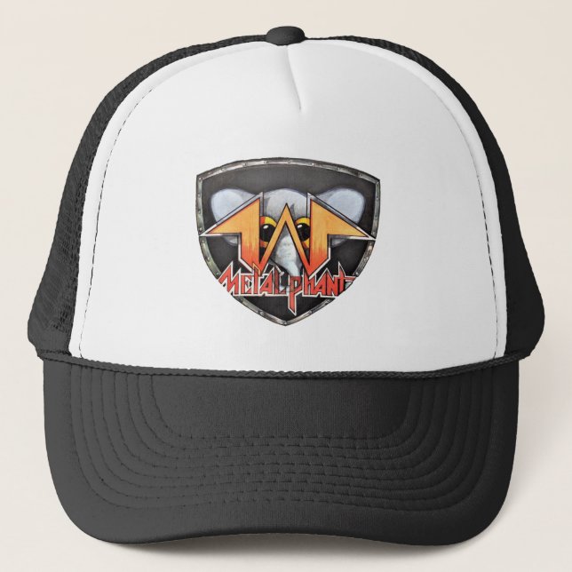 Metalphant Emblem Trucker Hat Black & White (Front)