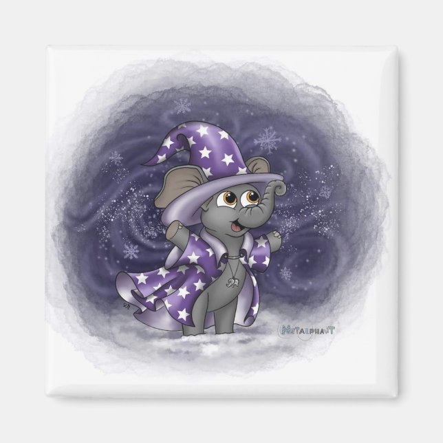 Metalphant Wilbur in Winter Magnet (Front)