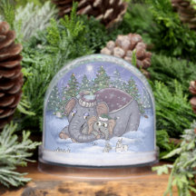 Metalphant Wilbur & Mom Snow Globe
