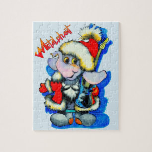 Metalphant Winter Holiday Puzzle - blue