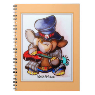 Metalphant with Guitar Art Spiral Notebook - small