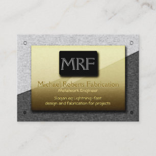 Metalwork Engineer Monogram - gold on steel Business Card
