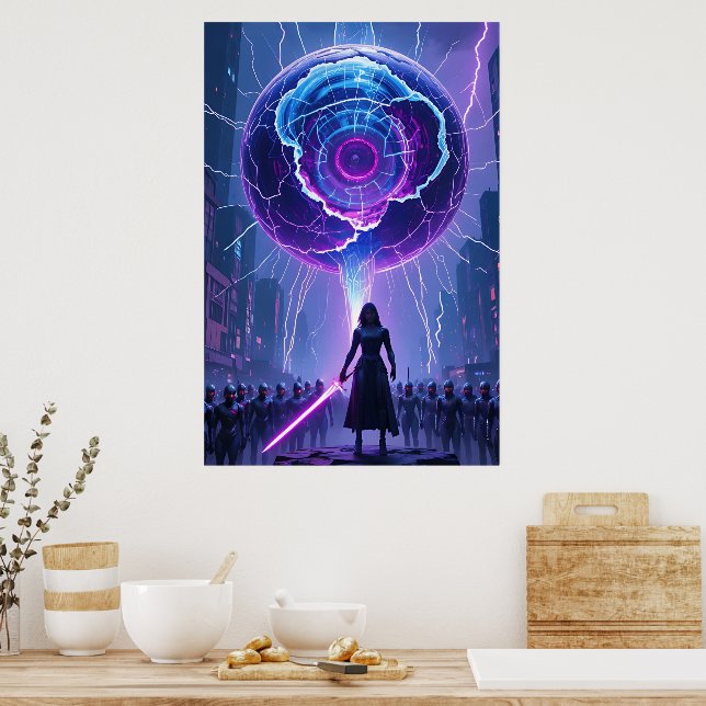 Metamorfosis Sci-Fi Poster – Futuristic Warrior (Kitchen)