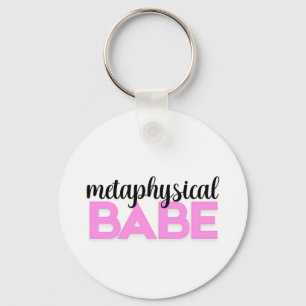 metaphysical babe bold pink script typography keychain