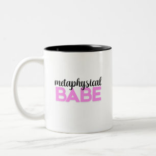metaphysical babe bold pink script typography Two-Tone coffee mug