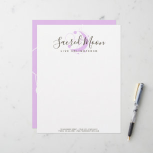 Metaphysical Geometric Moon Minimalist Purple Letterhead