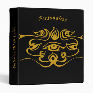 Metaphysical Third Eye Black Gold Wicca Design Binder