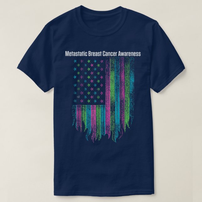 Metastatic Breast Cancer Awareness Flag Warrior  T-Shirt (Design Front)