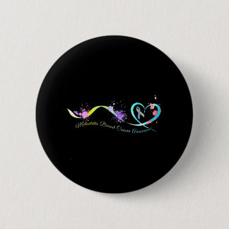 Metastatic Breast Cancer Awareness Heart Ribbon 2 Inch Round Button