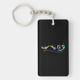 Metastatic Breast Cancer Awareness Heart Ribbon Keychain