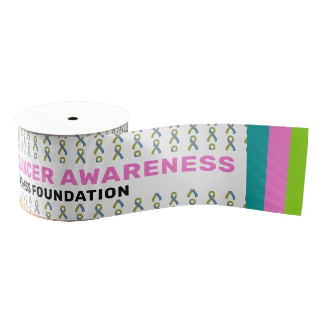 Metastatic Breast Cancer Awareness Pattern Ribbon Grosgrain Ribbon (Spool)